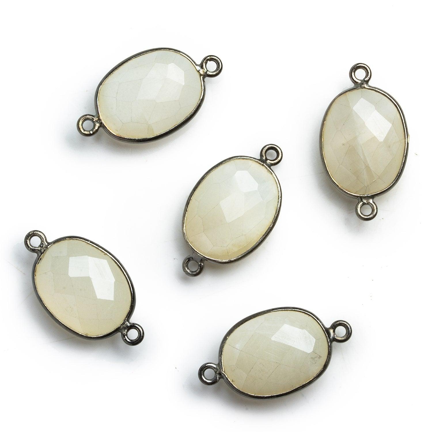 Black Gold Bezeled White Moonstone Oval Connector 1 piece - The Bead Traders