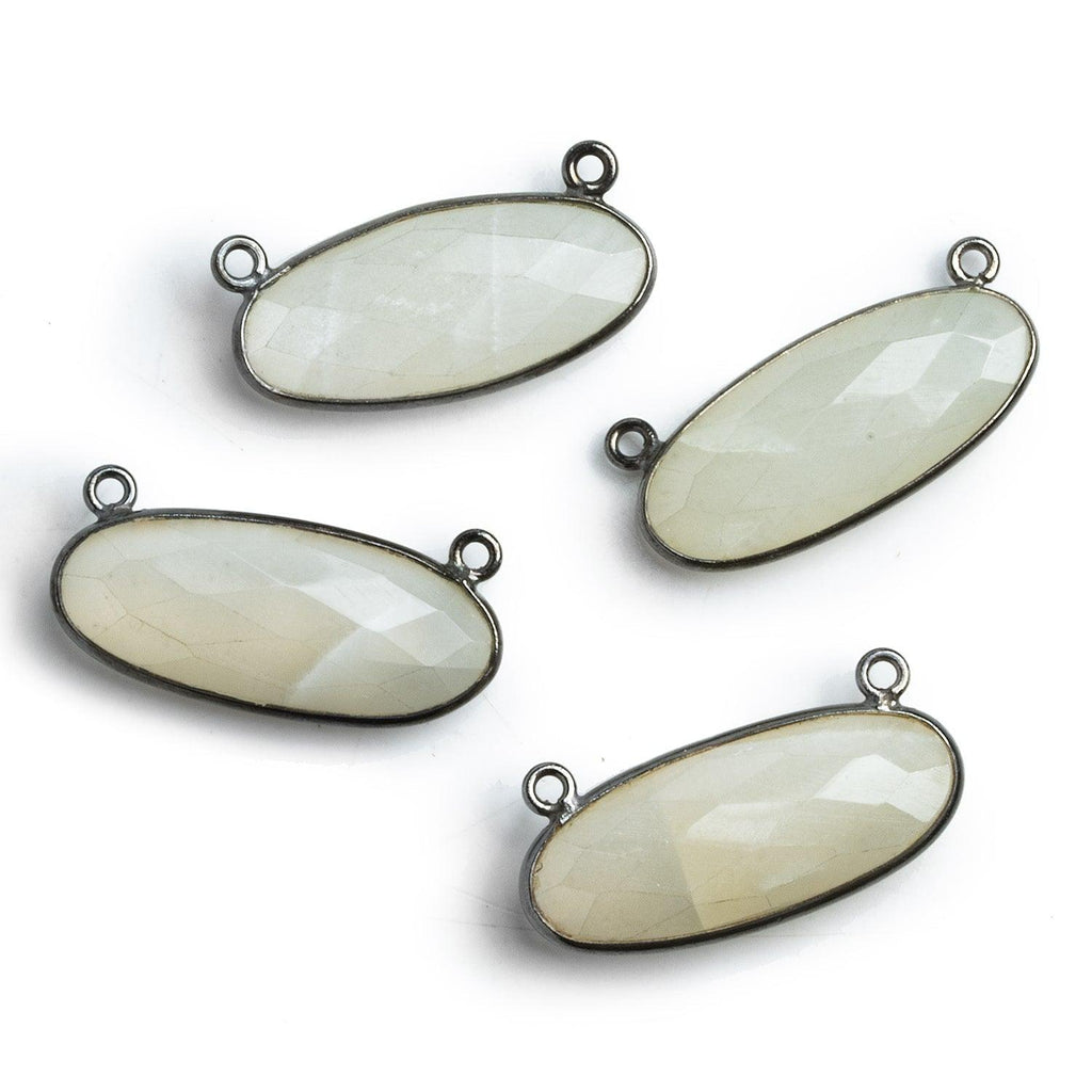 Black Gold Bezeled White Moonstone Oval Pendant 1 piece - The Bead Traders