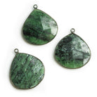 Black Gold Bezeled Zoisite Heart Pendant 1 Piece - The Bead Traders