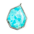Black Gold CZ Bezel Blue Resin Fancy Shape Pendant - The Bead Traders
