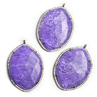 Black Gold CZ Bezel Purple Resin Fancy Oval Pendant - The Bead Traders