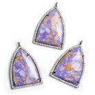 Black Gold CZ Bezel Purple Resin Shield Pendant - The Bead Traders