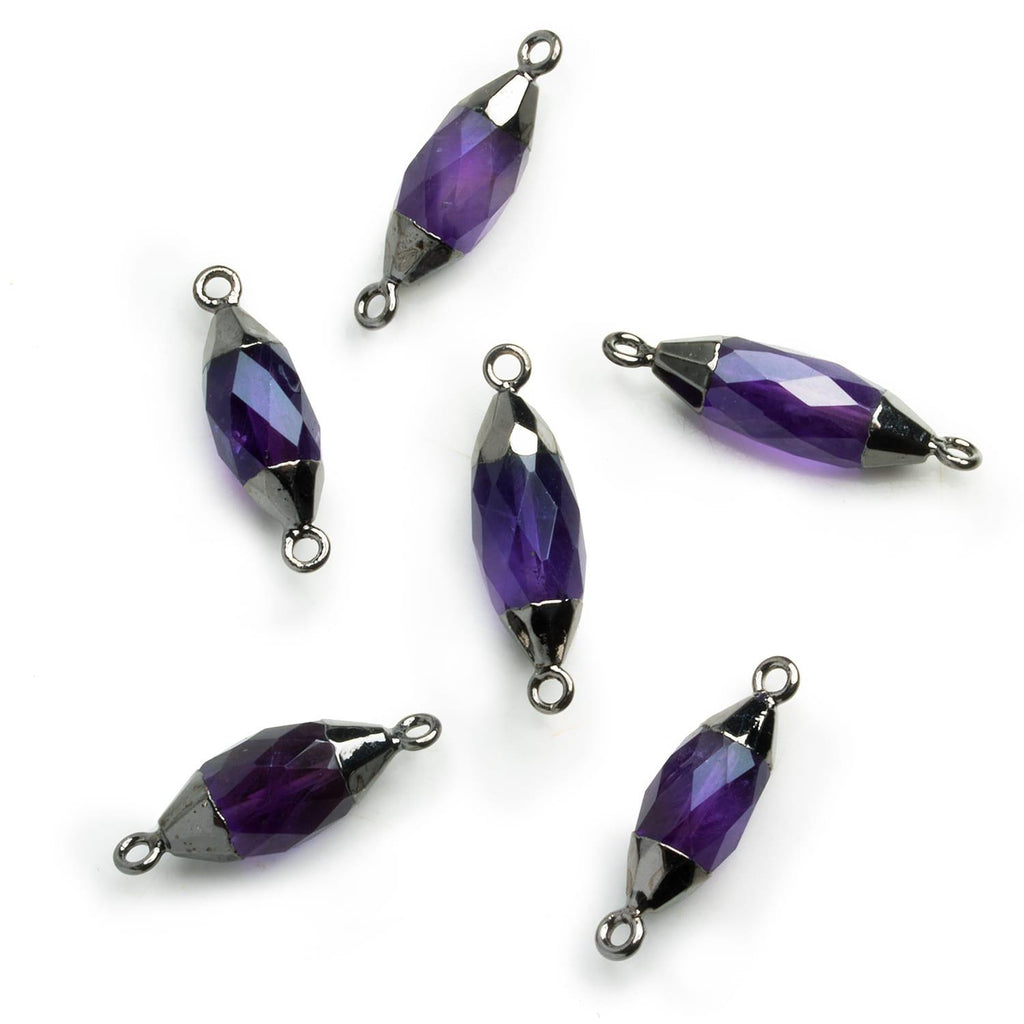 Black Gold Leafed Amethyst Barrel Marquise Connector - The Bead Traders