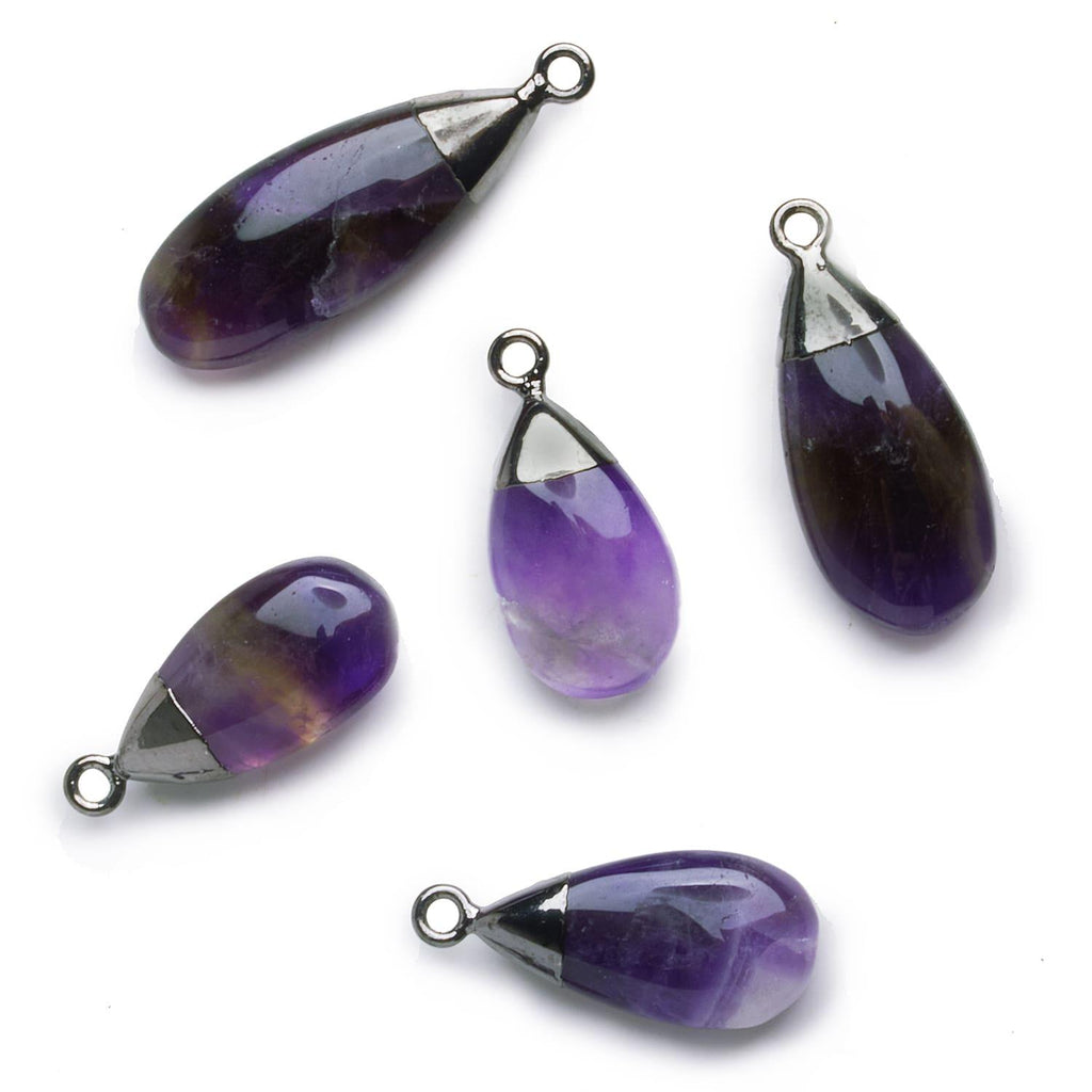 Black Gold Leafed Amethyst Pear Pendant 1 Piece - The Bead Traders