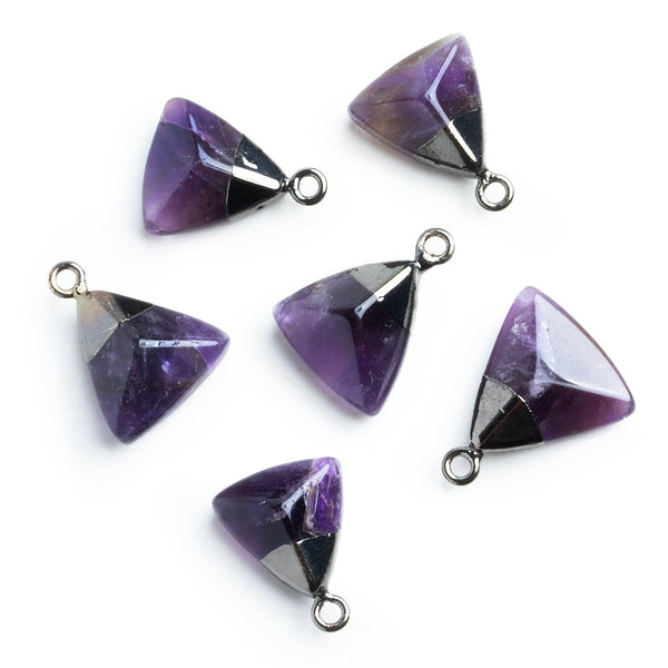 Black Gold Leafed Amethyst Triangle Pendant 1 Piece