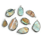 Black Gold Leafed Blue Peruvian Opal Connectors - Lot of 8 - The Bead Traders