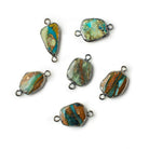 Black Gold Leafed Blue Peruvian Opal nugget Connector 1 piece 15x10mm average size - The Bead Traders