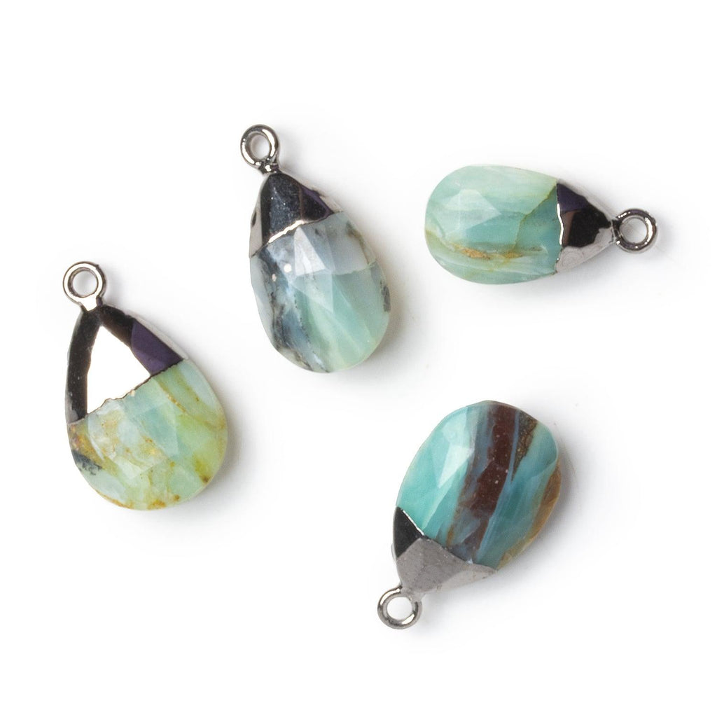 Black Gold Leafed Blue Peruvian Opal Pear Pendant 1 Bead (XS) - The Bead Traders