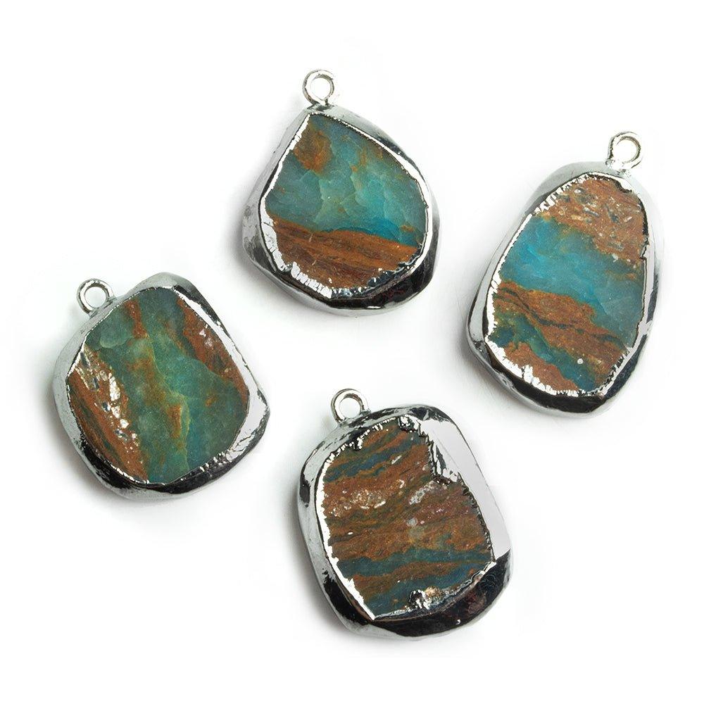 Black Gold Leafed Blue Peruvian Opal Pendant - The Bead Traders