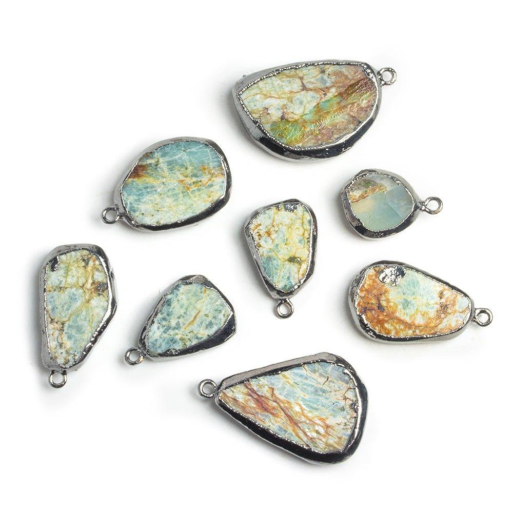 Black Gold Leafed Blue Peruvian Opal Pendants - Lot of 8 - The Bead Traders