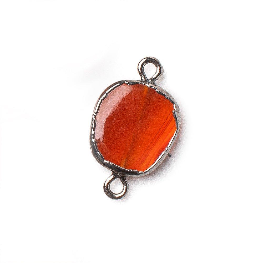 Black Gold Leafed Carnelian Agate Nugget Connector 1 piece 18x11mm average size - The Bead Traders