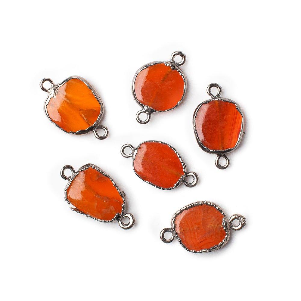 Black Gold Leafed Carnelian Agate Nugget Connector 1 piece 18x11mm average size - The Bead Traders