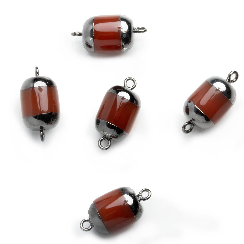 Black Gold Leafed Carnelian Barrel Connector 1 Piece - The Bead Traders