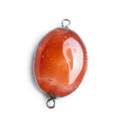 Black Gold Leafed Carnelian Oval Connector Bead 1 Piece - The Bead Traders