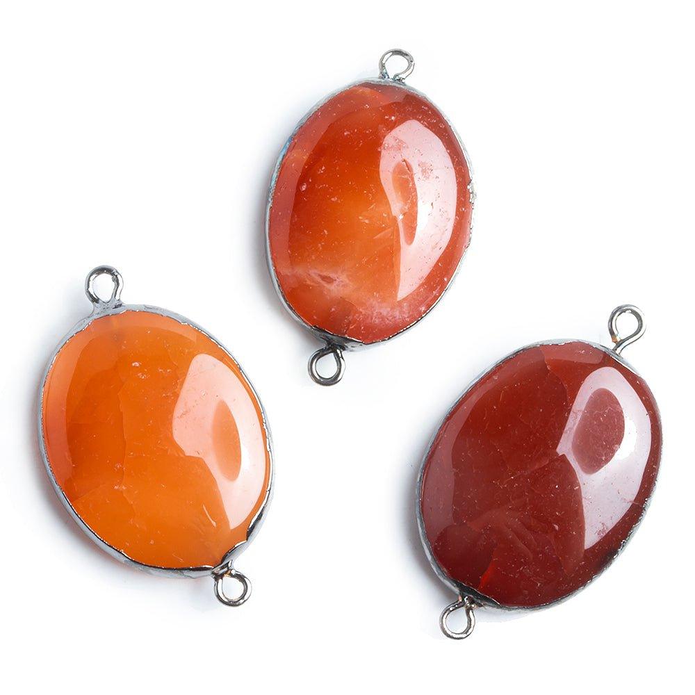 Black Gold Leafed Carnelian Oval Connector Bead 1 Piece - The Bead Traders