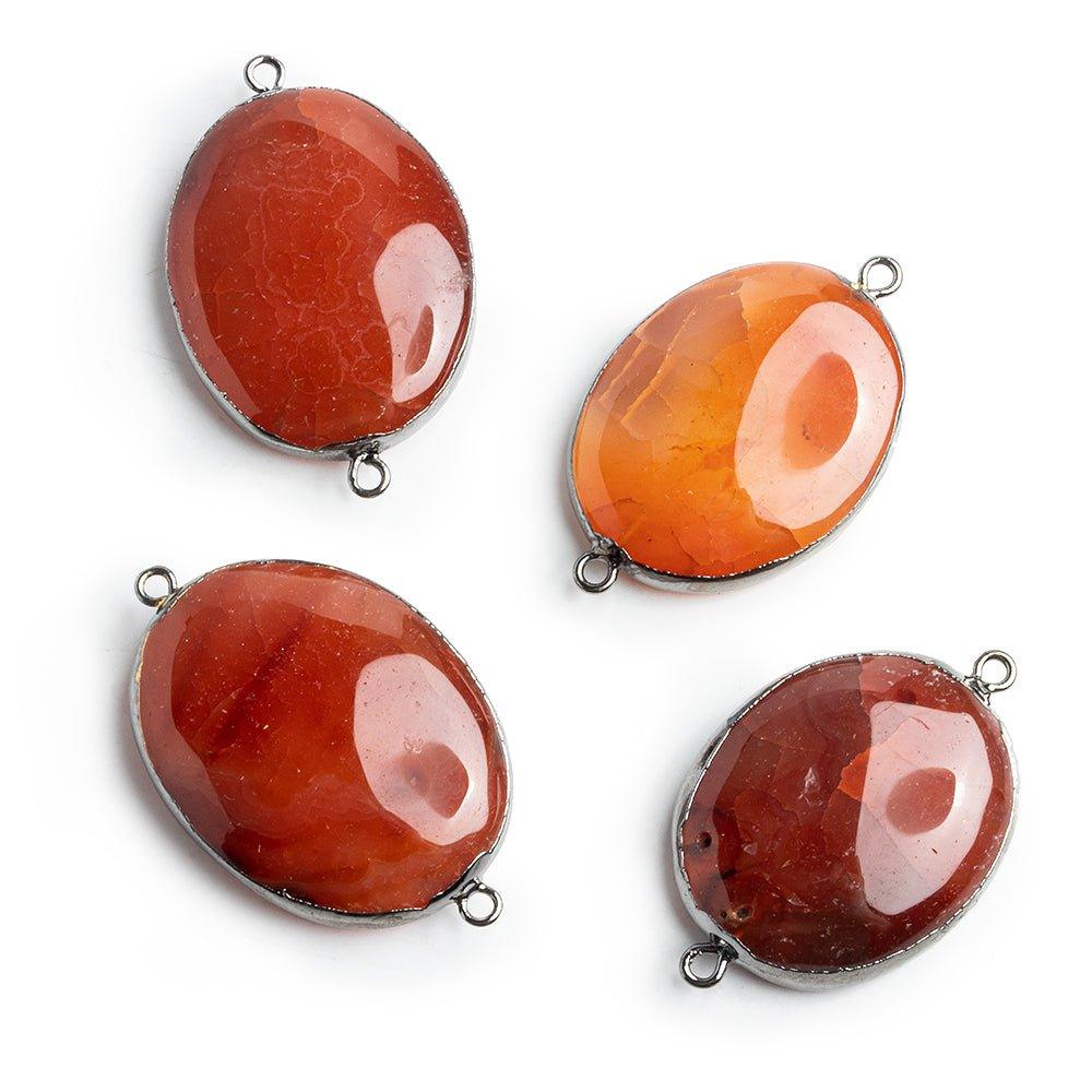 Black Gold Leafed Carnelian Oval Connectors - Lot of 4 - The Bead Traders