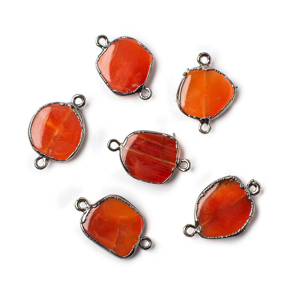 Black Gold Leafed Carnelian Slice Connector 1 focal bead 13x13mm average - The Bead Traders