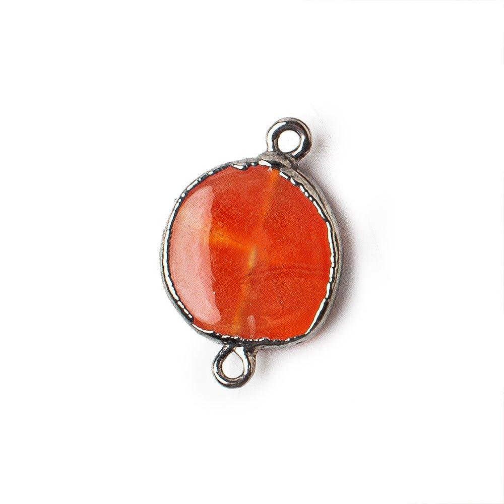 Black Gold Leafed Carnelian Slice Connector 1 focal bead 13x13mm average - The Bead Traders