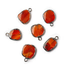 Black Gold Leafed Carnelian Slice Pendant 1 focal bead 11x11mm average - The Bead Traders