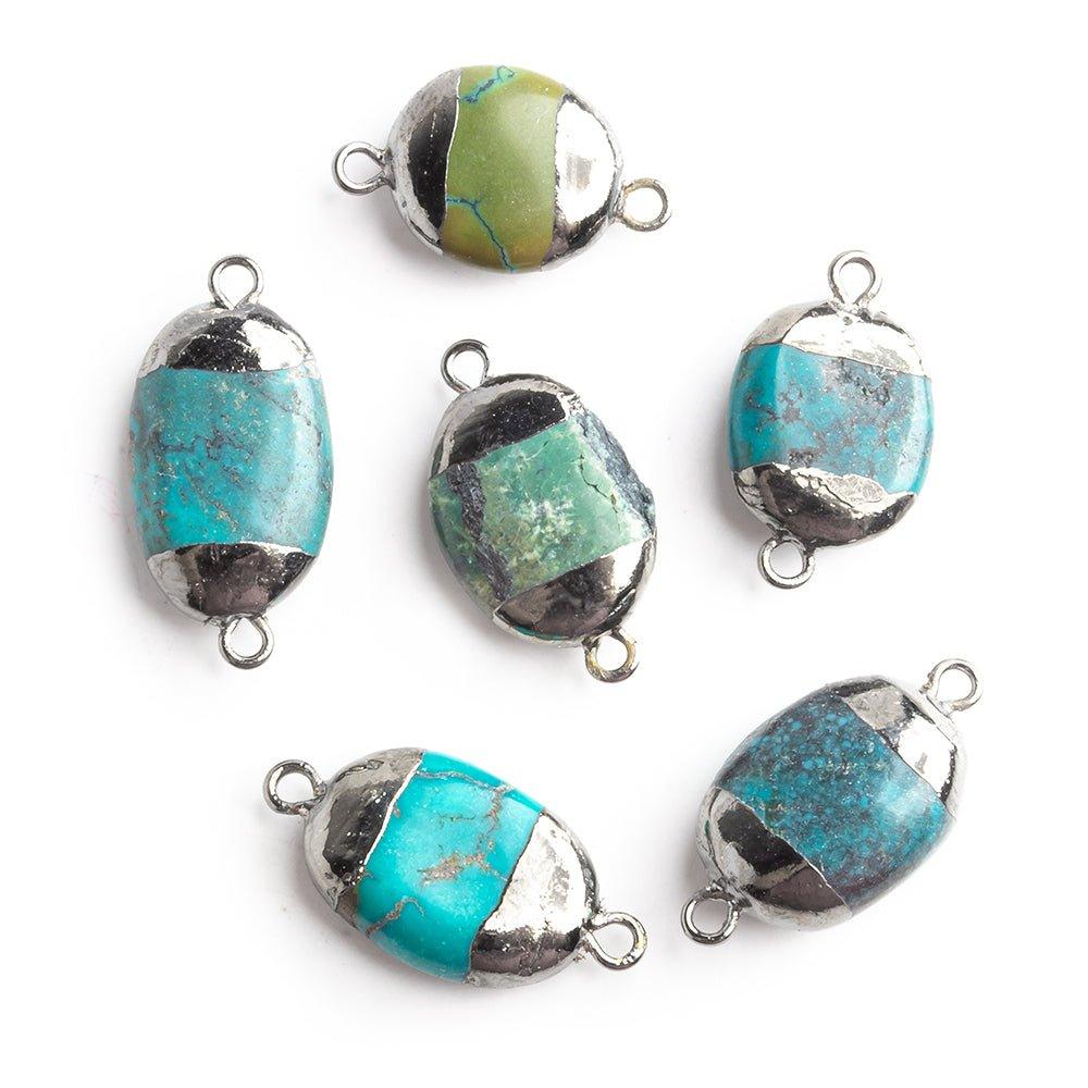 Black Gold Leafed Chinese Turquoise Focal Connectors - Lot of 6 - The Bead Traders