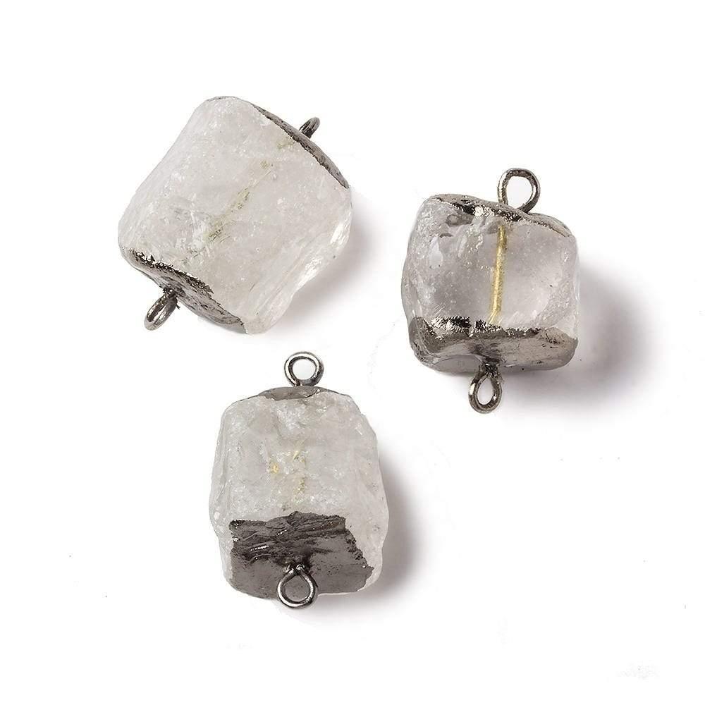 Black Gold leafed Crystal Quartz Hammer Faceted Cube Connector - The Bead Traders