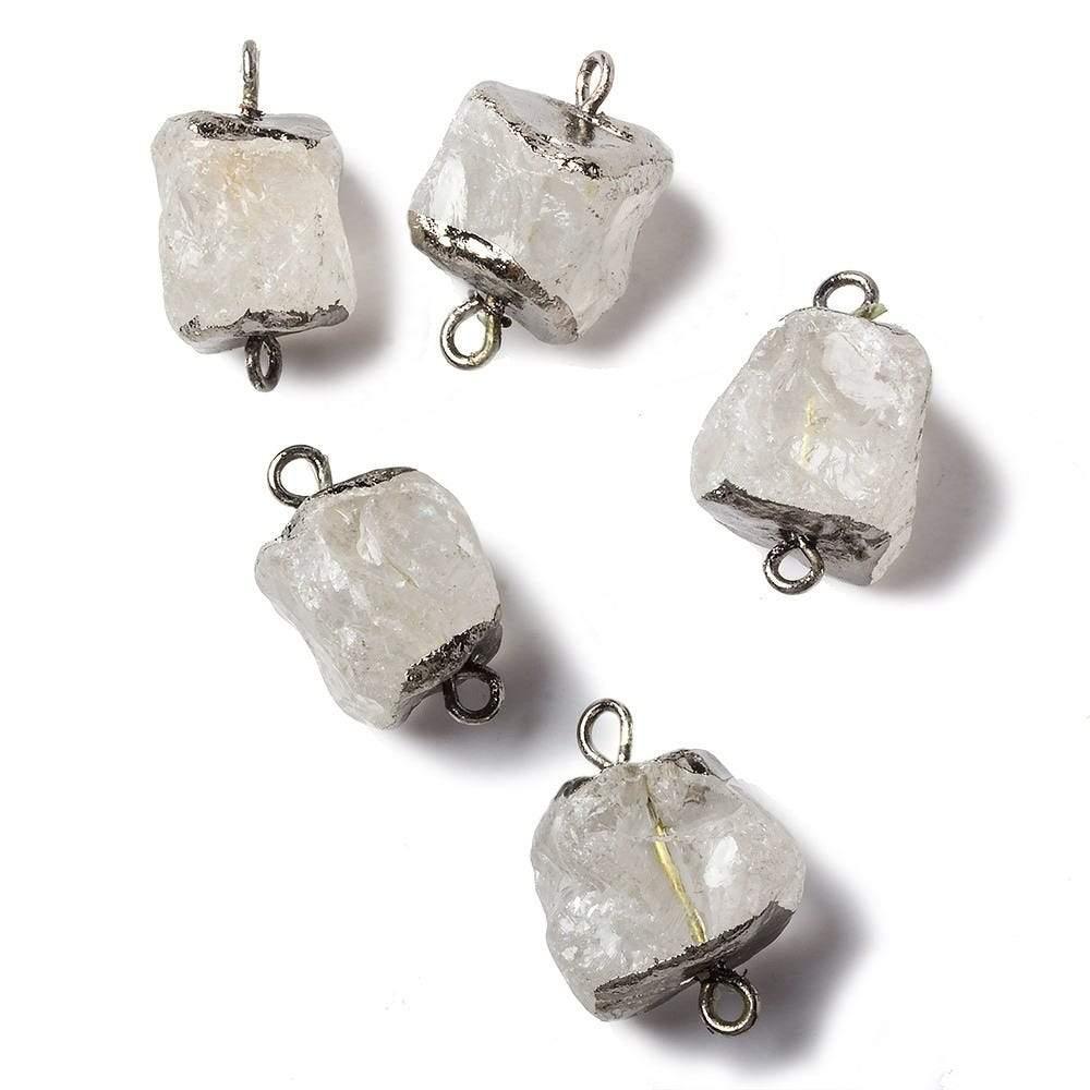 Black Gold leafed Crystal Quartz Hammer Faceted Cube Connector - The Bead Traders