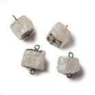 Black Gold leafed Crystal Quartz Hammer Faceted Cube Connector - The Bead Traders