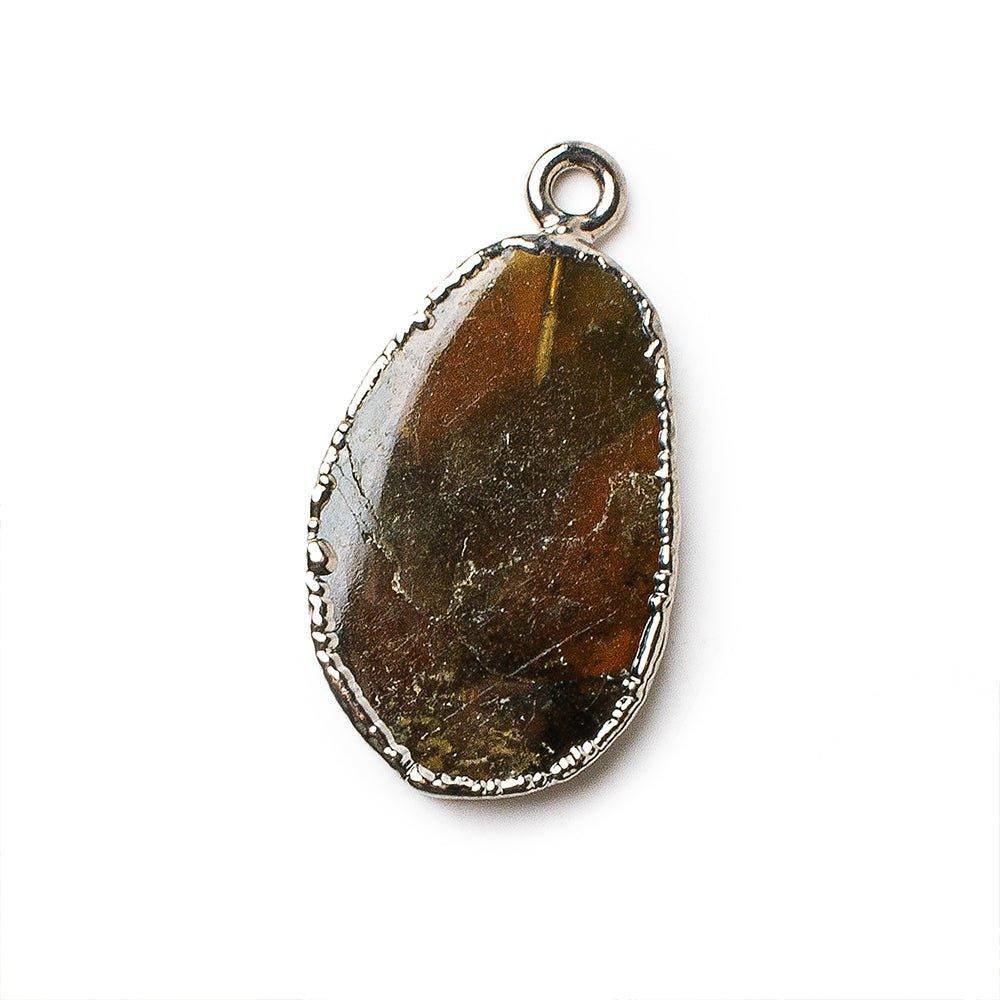 Black Gold Leafed Golden Green Tourmaline nugget Pendant 1 piece 24x14mm average size - The Bead Traders