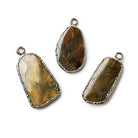 Black Gold Leafed Golden Green Tourmaline nugget Pendant 1 piece 24x14mm average size - The Bead Traders