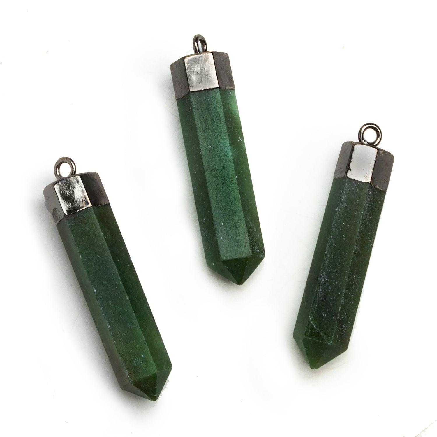 Black Gold Leafed Green Agate Large Point Pendant 1 Piece - The Bead Traders