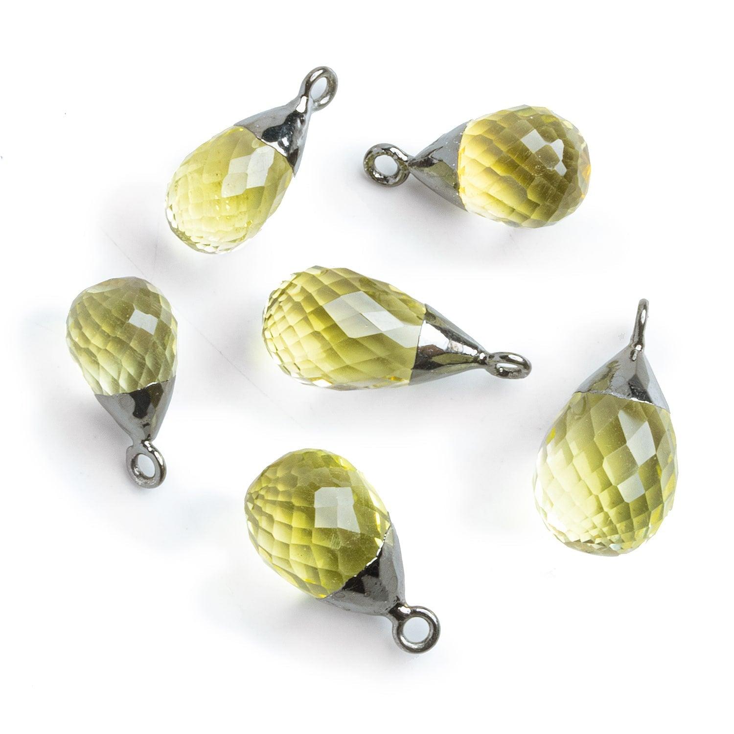 Black Gold Leafed Lemon Quartz Teardrop Pendant 1 Piece - The Bead Traders