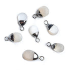 Black Gold Leafed Matte Gray Moonstone Pear Pendant Bead 1 Piece - The Bead Traders