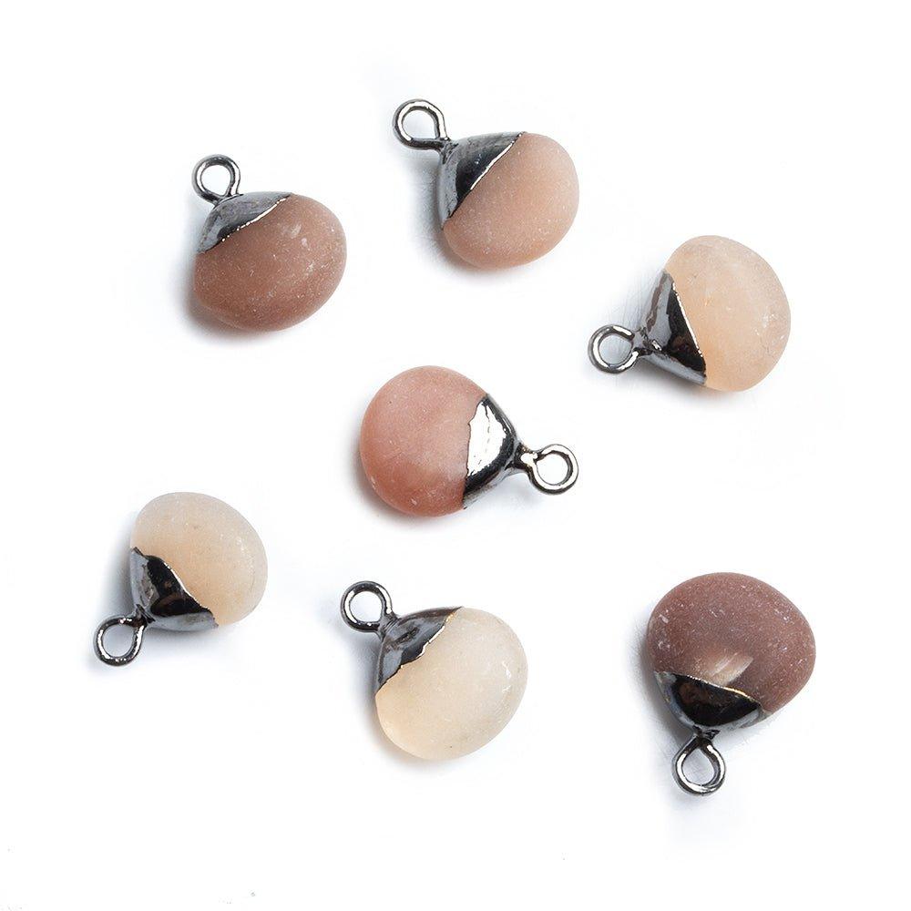 Black Gold Leafed Matte Peach Moonstone Heart Pendant 1 Piece - The Bead Traders