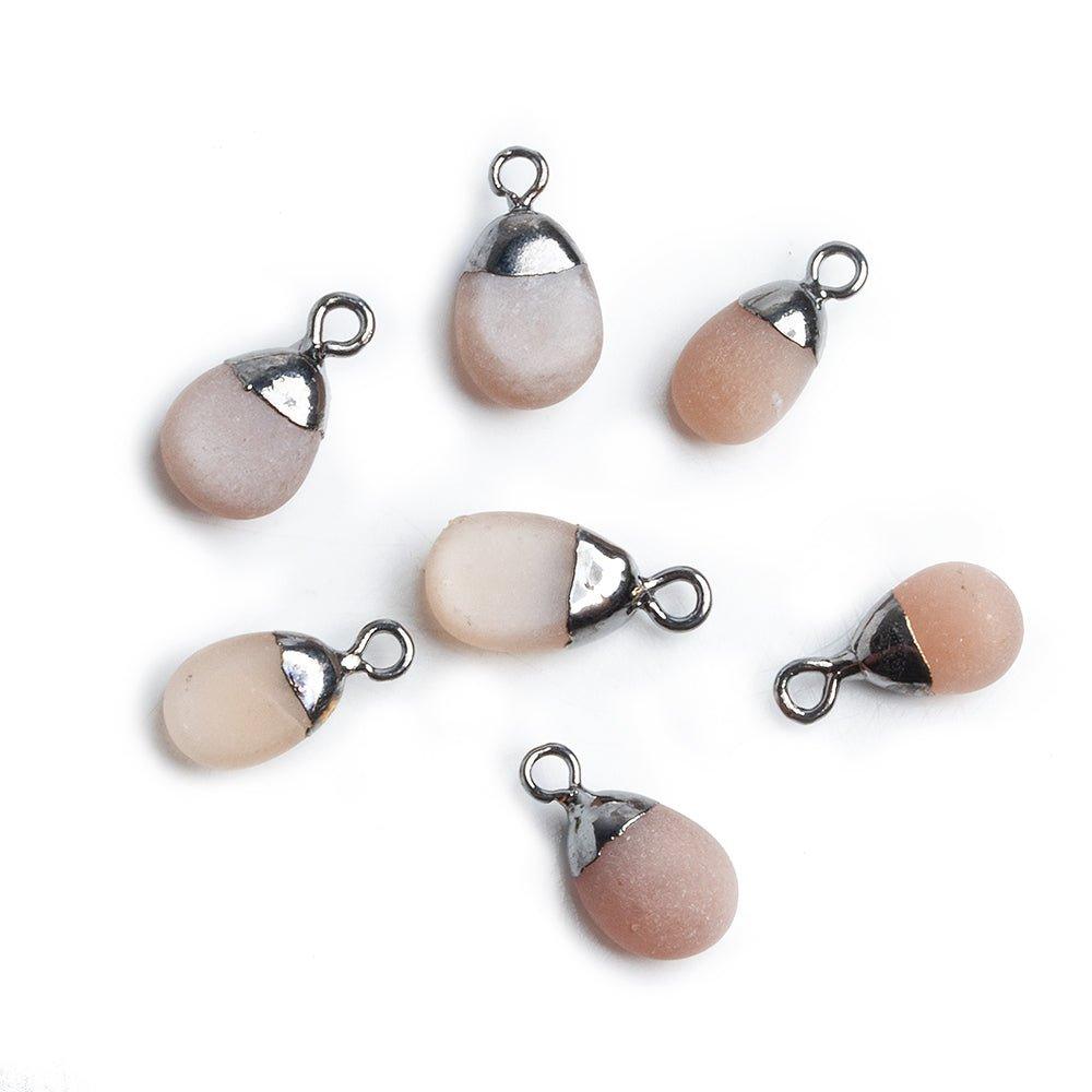 Black Gold Leafed Matte Peach Moonstone Pear Focal Bead 1 Piece - The Bead Traders