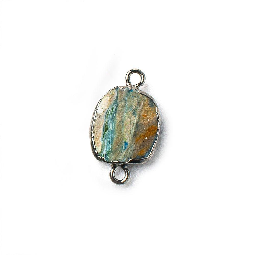 Black Gold Leafed Peruvian Opal Slice Connector 1 focal bead 11x9mm average - The Bead Traders