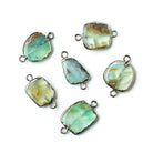 Black Gold Leafed Peruvian Opal Slice Connector 1 focal bead 14x10mm average - The Bead Traders