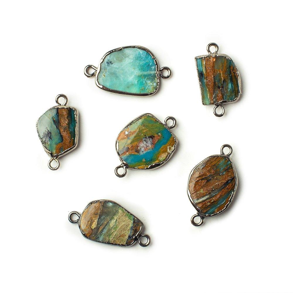 Black Gold Leafed Peruvian Opal Slice Connector 1 focal bead 14x9mm average - The Bead Traders