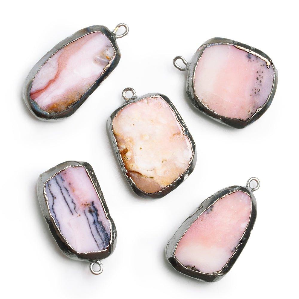 Black Gold Leafed Pink Peruvian Opal Pendant 1 Piece - The Bead Traders