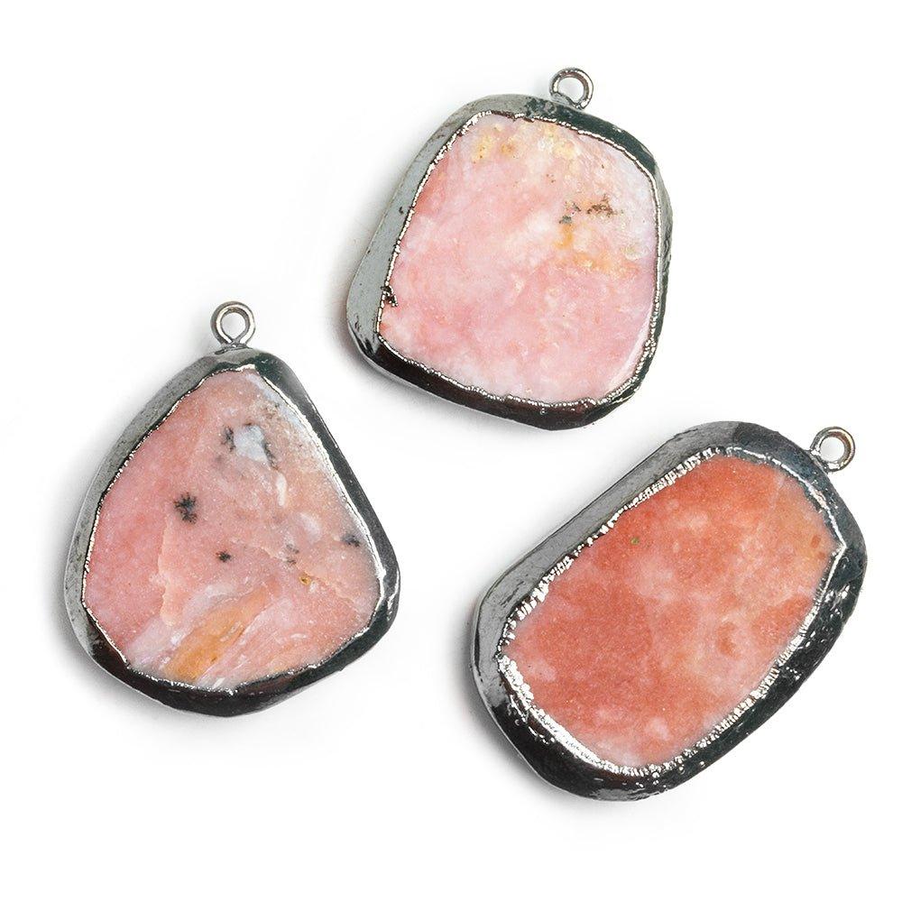 Black Gold Leafed Pink Peruvian Opal Pendant 1 Piece - The Bead Traders