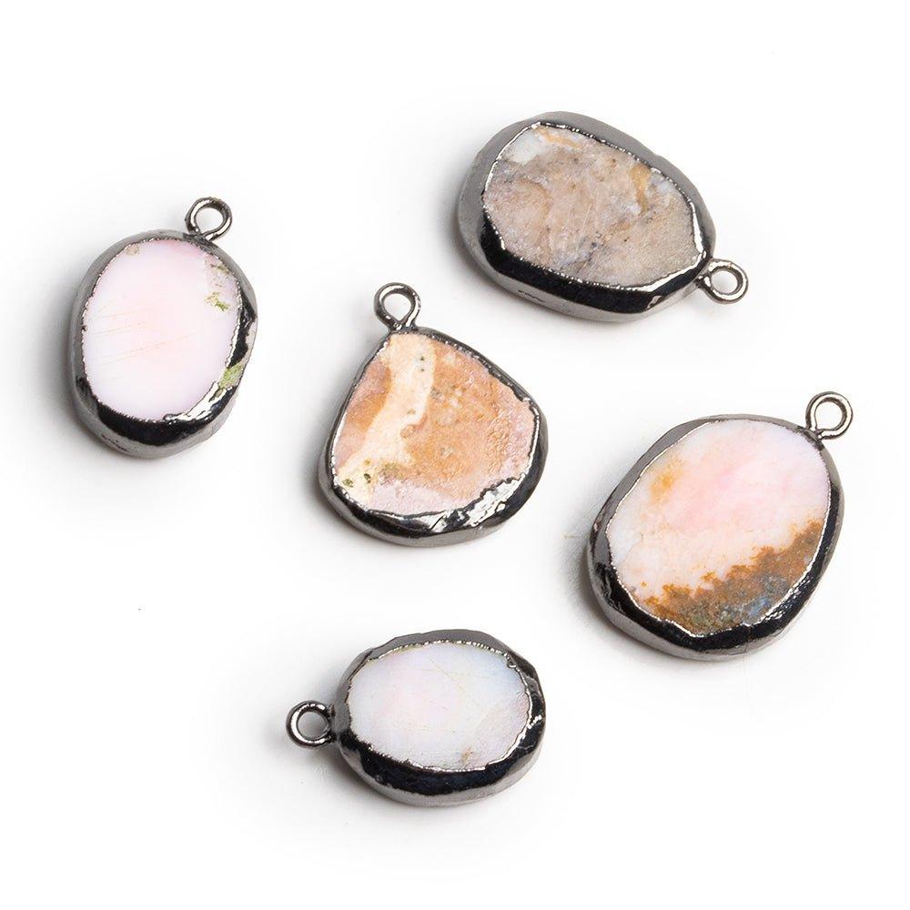 Black Gold Leafed Pink Peruvian Opal Pendants - Lot of 5 - The Bead Traders