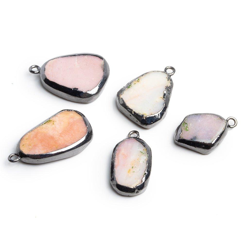 Black Gold Leafed Pink Peruvian Opal Pendants - Lot of 5 - The Bead Traders