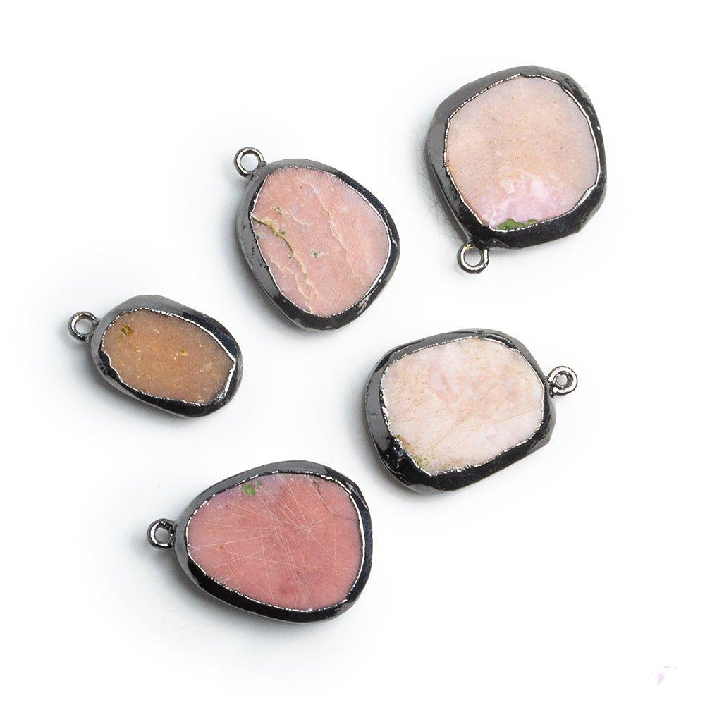 Black Gold Leafed Pink Peruvian Opal Pendants - Lot of 5 - The Bead Traders