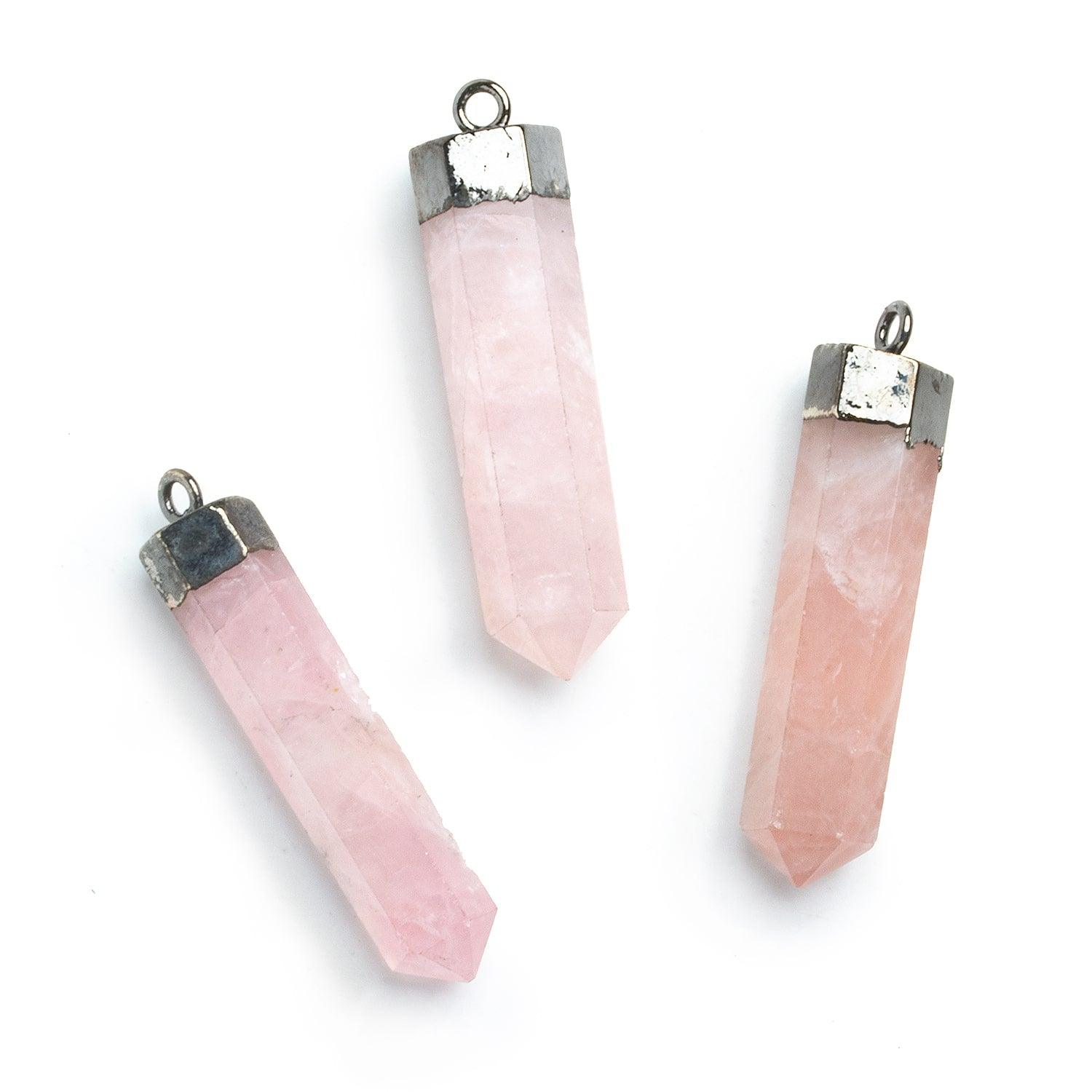Black Gold Leafed Rose Quartz Large Point Pendant 1 Piece - The Bead Traders