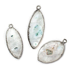 Black Gold Leafed Solar Quartz Marquise Pendant 1 piece 30x18mm average size - The Bead Traders