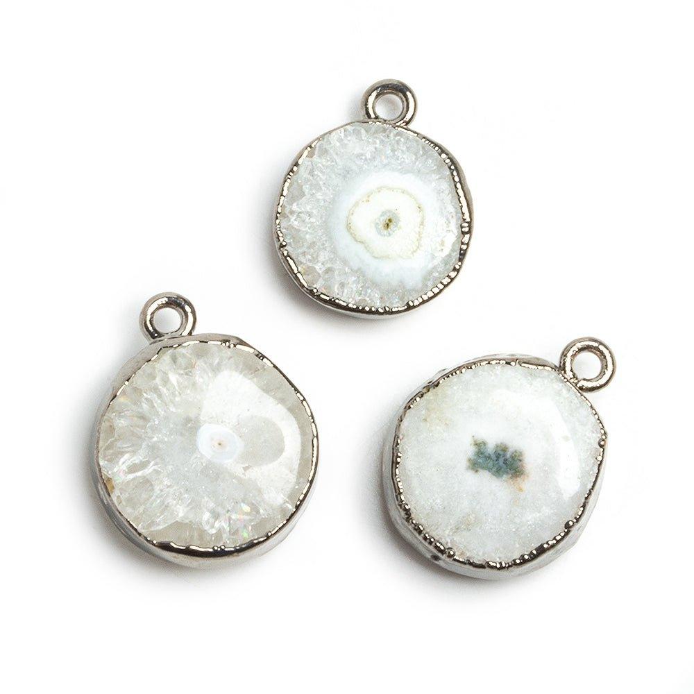 Black Gold Leafed Solar Quartz Plain Coin Pendant 1 Piece - The Bead Traders