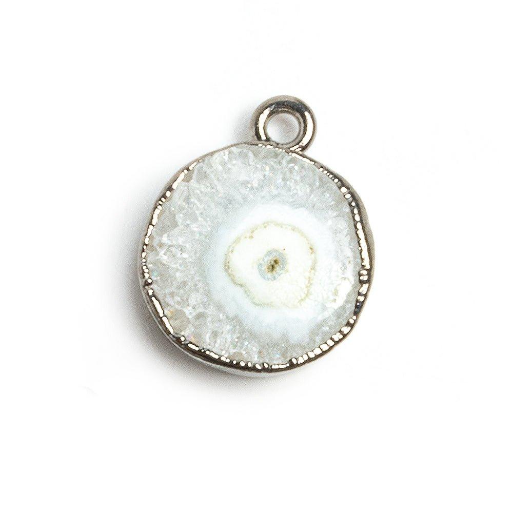 Black Gold Leafed Solar Quartz Plain Coin Pendant 1 Piece - The Bead Traders