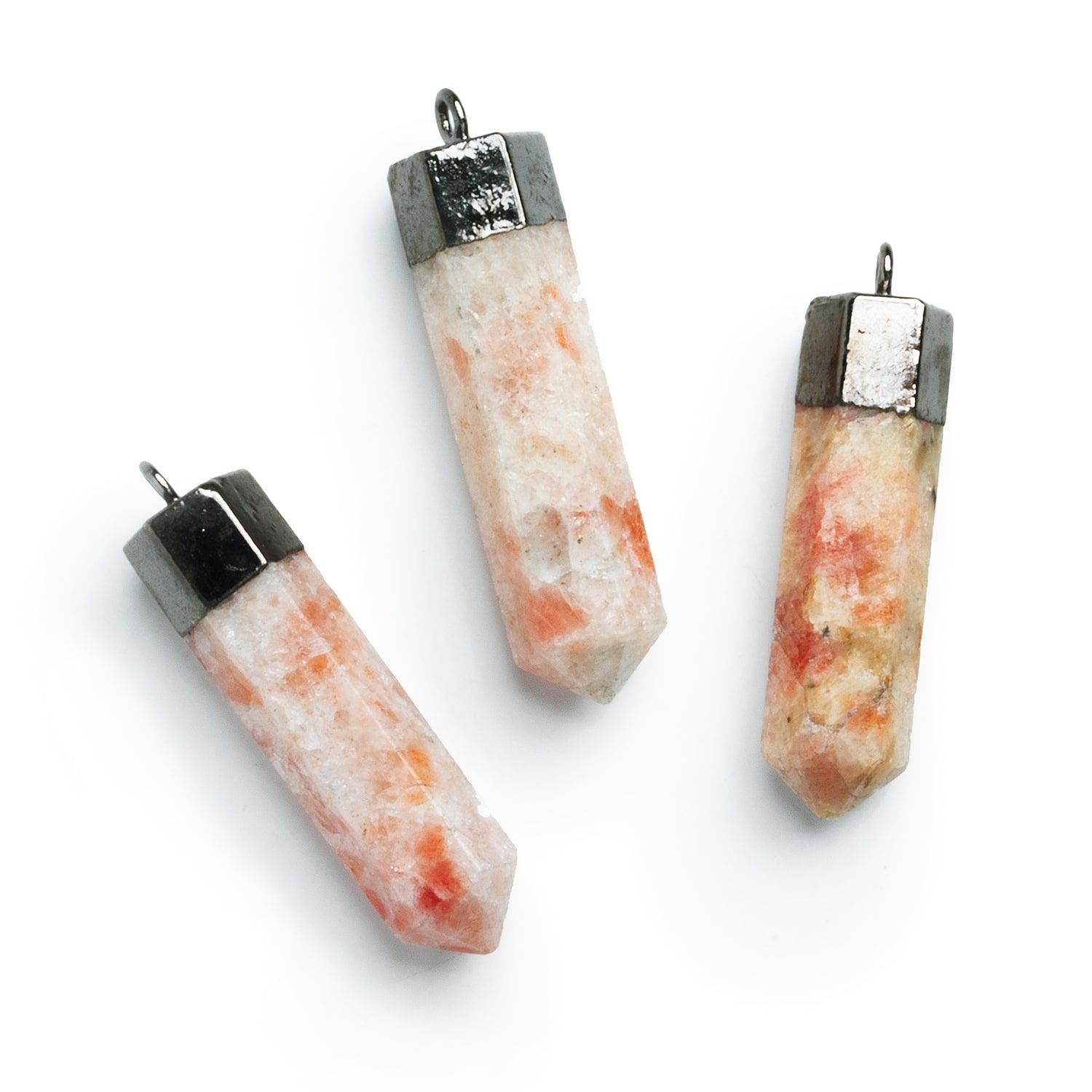 Black Gold Leafed Sunstone Large Point Pendant 1 Piece - The Bead Traders