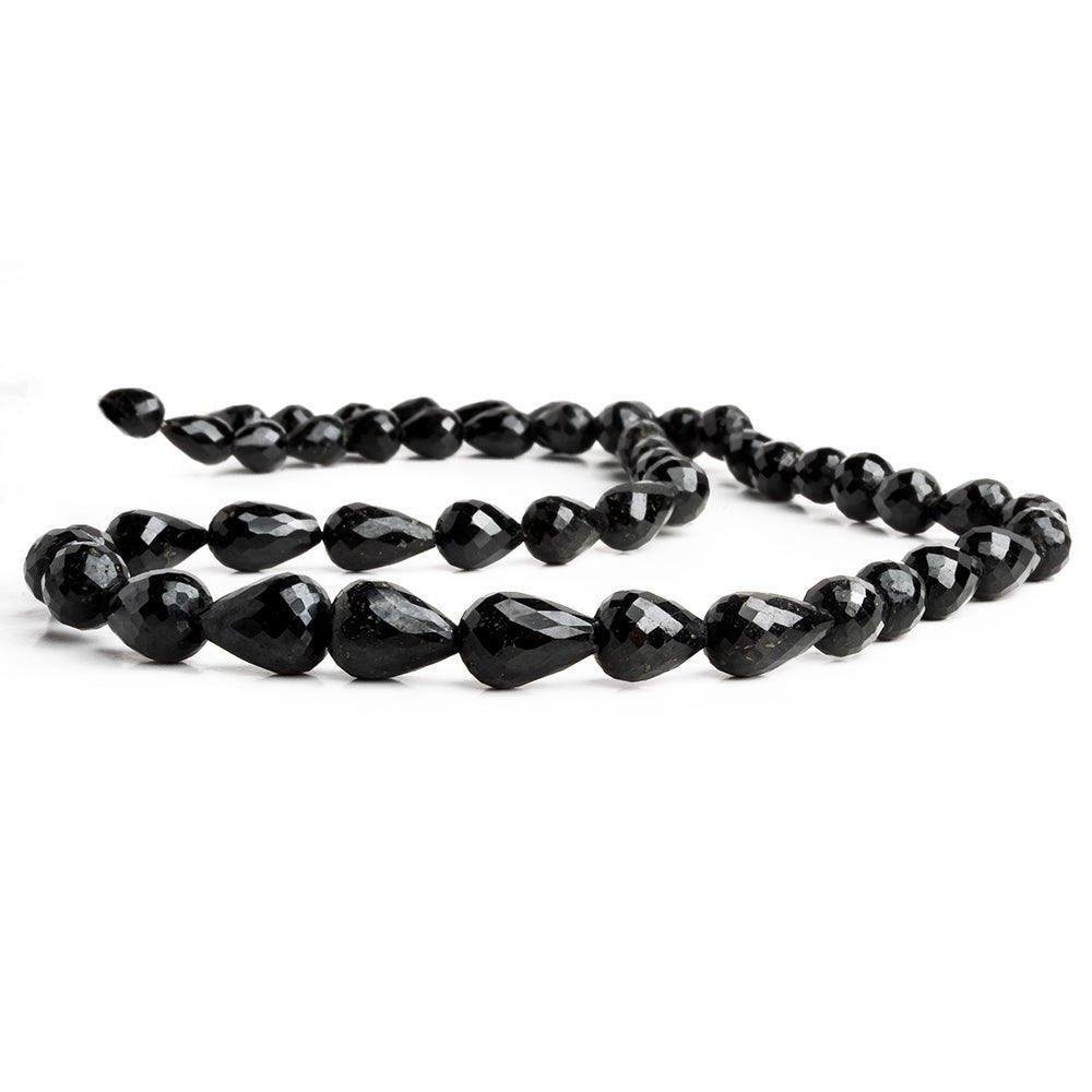 Black Obsidian Faceted Teardrop Beads 17 inch 50 pieces - The Bead Traders