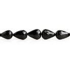 Black Obsidian Faceted Teardrop Beads 17 inch 50 pieces - The Bead Traders