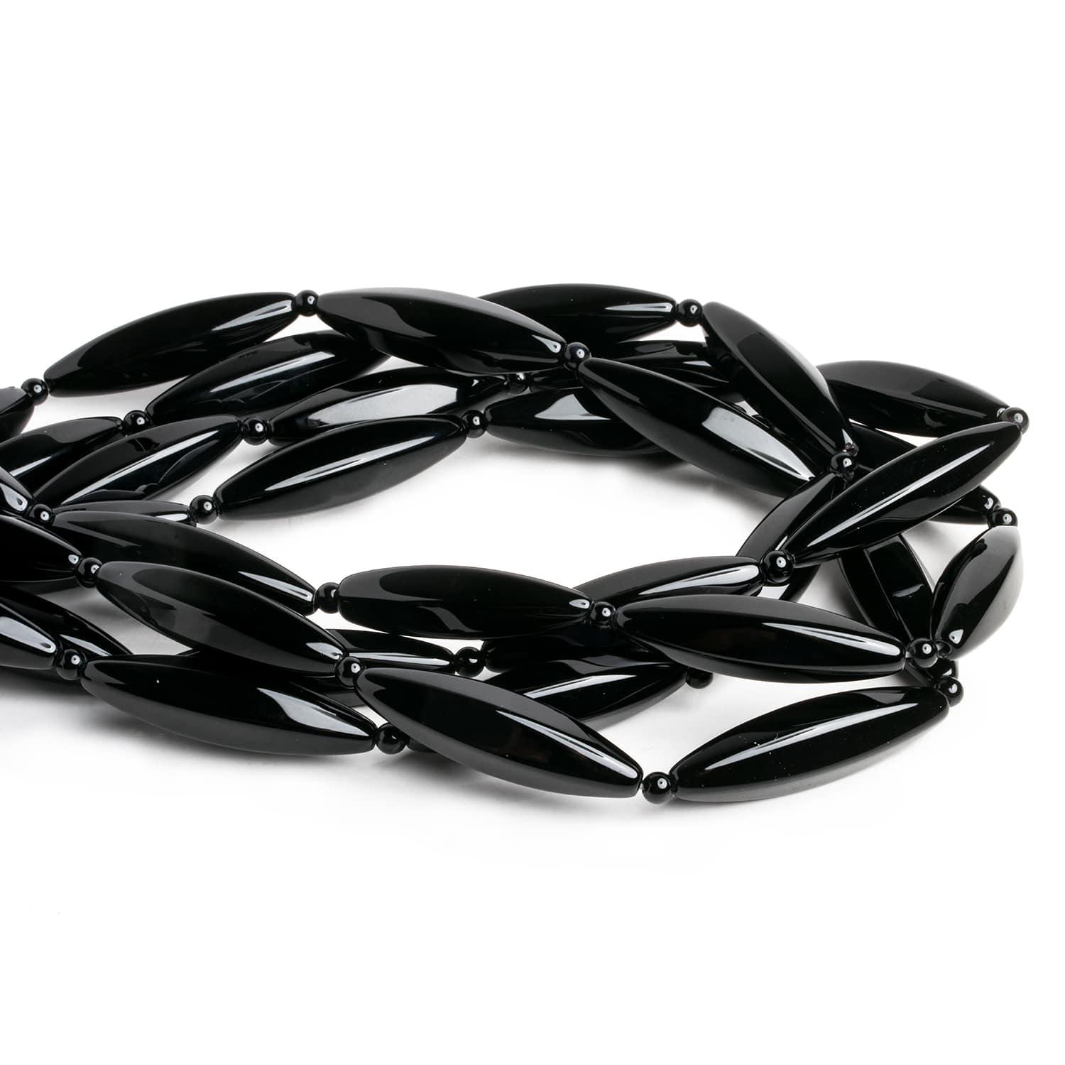 Black Onyx 4-Sides Marquise 16 inch 10 beads - The Bead Traders